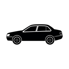 Fototapeta premium Small sedan car for personal transportation Silhouette Vector illustration