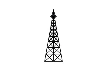 Communication Tower Icon in Black and White Transmission Antenna Silhouette Style Broadcasting and Telecommunications Infrastructure Isolated on White Background silhouette