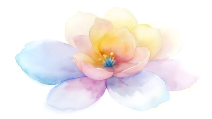 Watercolor Flower in Soft Pastel Shades with Artistic Petal Blending"