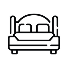 A premium outline icon of comfortable home bed