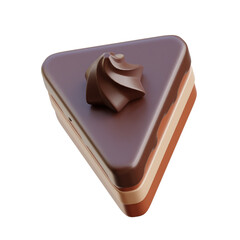 Brown 3d icon Sliced Chodolate Cake illustration