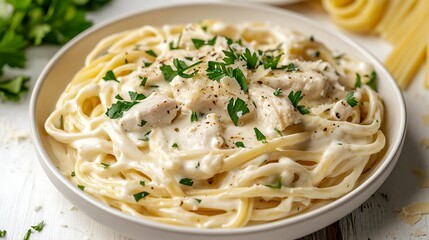 Creamy Alfredo Pasta with Chicken and Fresh Herbs
