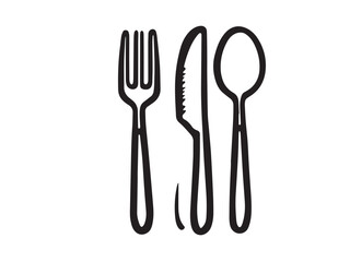 Cutlery set minimal line art illustration