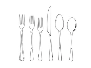 Cutlery set hand drawn utensils design