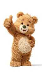 Obraz premium Cute bear character giving a thumbs up in a friendly pose against a plain background