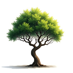 Illustration of a Lush Green Tree on White Background