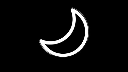 White Crescent Moon Outline on Black Background night