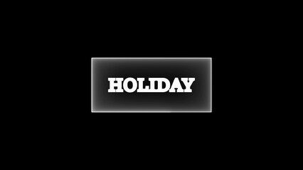 White Holiday Text in Illuminated Rectangle on Black Background