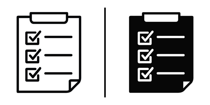 Checklist and task management icon: A classic checklist illustration for project planning and task management, complete with checkboxes.