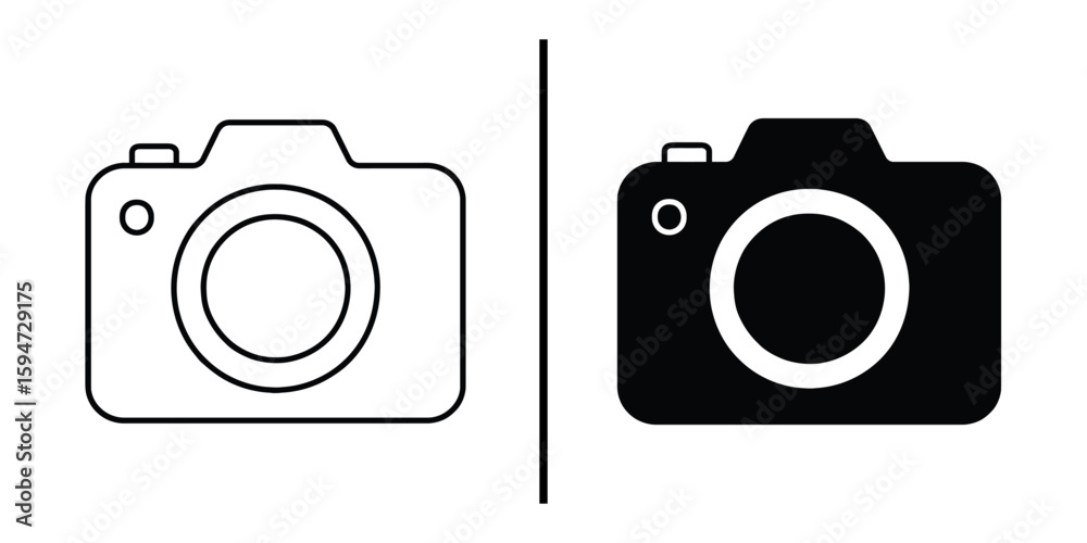 Fototapete camera icons: a minimalist image featuring two distinct camera icons, one rendered in a crisp outlin