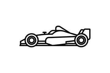 Obraz premium Formula One Racing Car Outline Side View Black and White Sleek Design Modern Motorsport Vehicle Silhouette