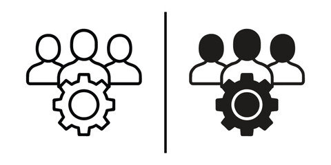 Iconic Team and Gear: A minimal and symbolic depiction of a team working with a gear, showcasing the essence of collaboration and settings.