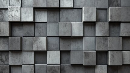 Textured Gray Blocks Wall with 3D Effect for Modern Interior Design