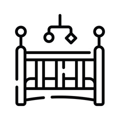 A lovely linear icon of newborn baby cradle