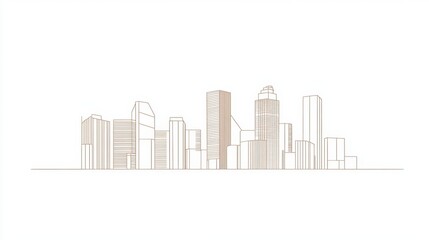 Fototapeta premium Minimalist City Skyline Outline Vector Art for Modern Designs