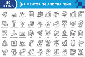 Mentoring and training icon set collection vector illustration