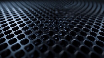 Close-up of Black Hexagonal Metal Mesh with Smooth Texture and Depth