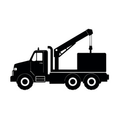 Fototapeta premium Large crane truck used on building site Silhouette Vector illustration
