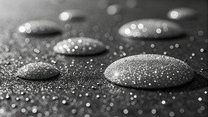 black and white glitter circles on white textured.
