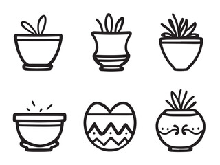 Minimalist flower pot drawing vector