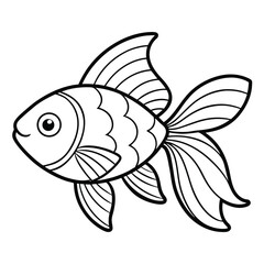 Beta Fish Line Art Vector Icon on white