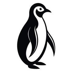 Cartoon Penguin Art – Black and White Digital Character Illustration