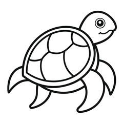 Black and White Sea Turtle – Simple Line Art Design