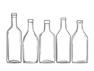 Glass bottle simple line art drawing