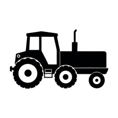 Obraz premium Farm tractor pulling trailer for agriculture Silhouette Vector illustration