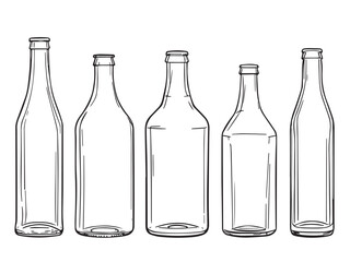 Glass bottle minimal line sketch