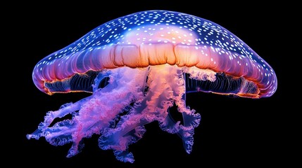Stunning Luminescent Jellyfish with Vibrant Colors in Dark Background