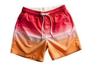 a pair of gradient swim trunks isolated on white background, png, ai generated.