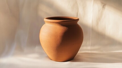 Beautiful Handmade Clay Pot with Natural Finish and Soft Shadows