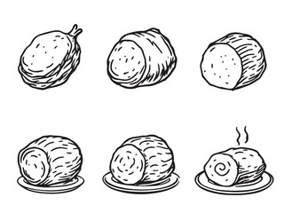 Ham line art vector drawing