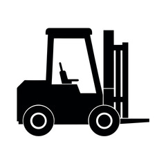 Naklejka premium Small forklift with lifting mechanism Silhouette Vector illustration