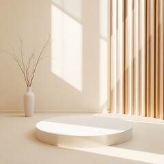 Fototapeta premium Peaceful Modern Interior with Organic Elements and Soft Light