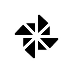 Abstract geometric design featuring four black triangles arranged around a central white space pattern