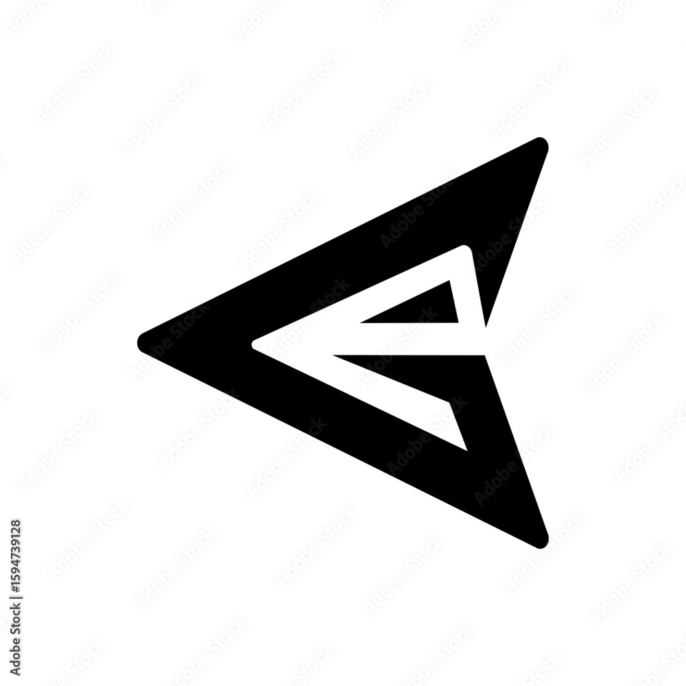 Aufkleber Black and white arrow pointing left with an internal arrow shape creating a modern abstract design element