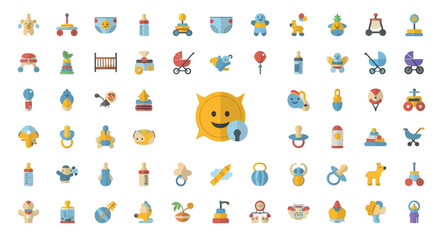 Baby and Toddler Flat Icon Set