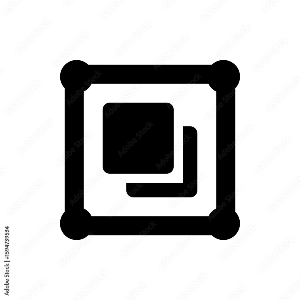 Poster Black square outline with rounded corners containing two overlapping rounded squares inside the frame