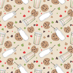 Milk And Cookie Christmas Seamless Pattern, Seamless Pattern, Christmas Png,Digital Download, Digital Pattern Sublimation and Crafts