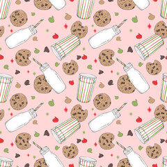 Milk And Cookie Christmas Seamless Pattern, Seamless Pattern, Christmas Png,Digital Download, Digital Pattern Sublimation and Crafts
