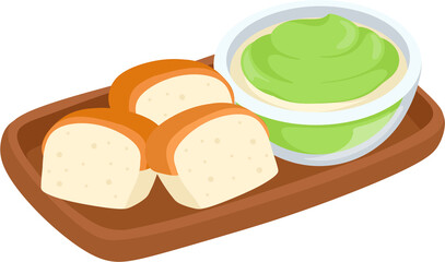 illustration thai pandan custard bread