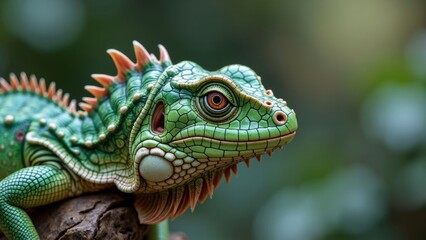 Fototapeta premium Close up of green lizard creatures