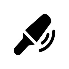 Illustration of a black metal detector with sound waves emanating from it on a white background view