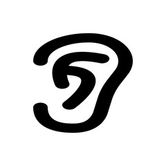 Illustration of a human ear with a simple black outline against a white background in a minimalist style