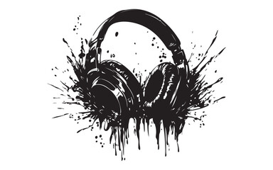 Black Headset Icon with Microphone  Minimal Communication & Gaming Symbol