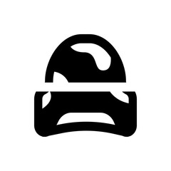 Illustration of a stylized black burger with a bun, patty, and lettuce on a white background view