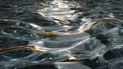 Rippling water with golden light reflecting off background image