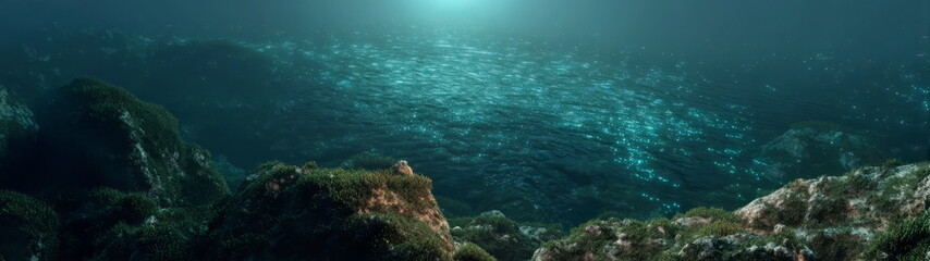 Obraz premium Underwater exploration 360 degrees hdr panorama in oceanic depths for stunning views